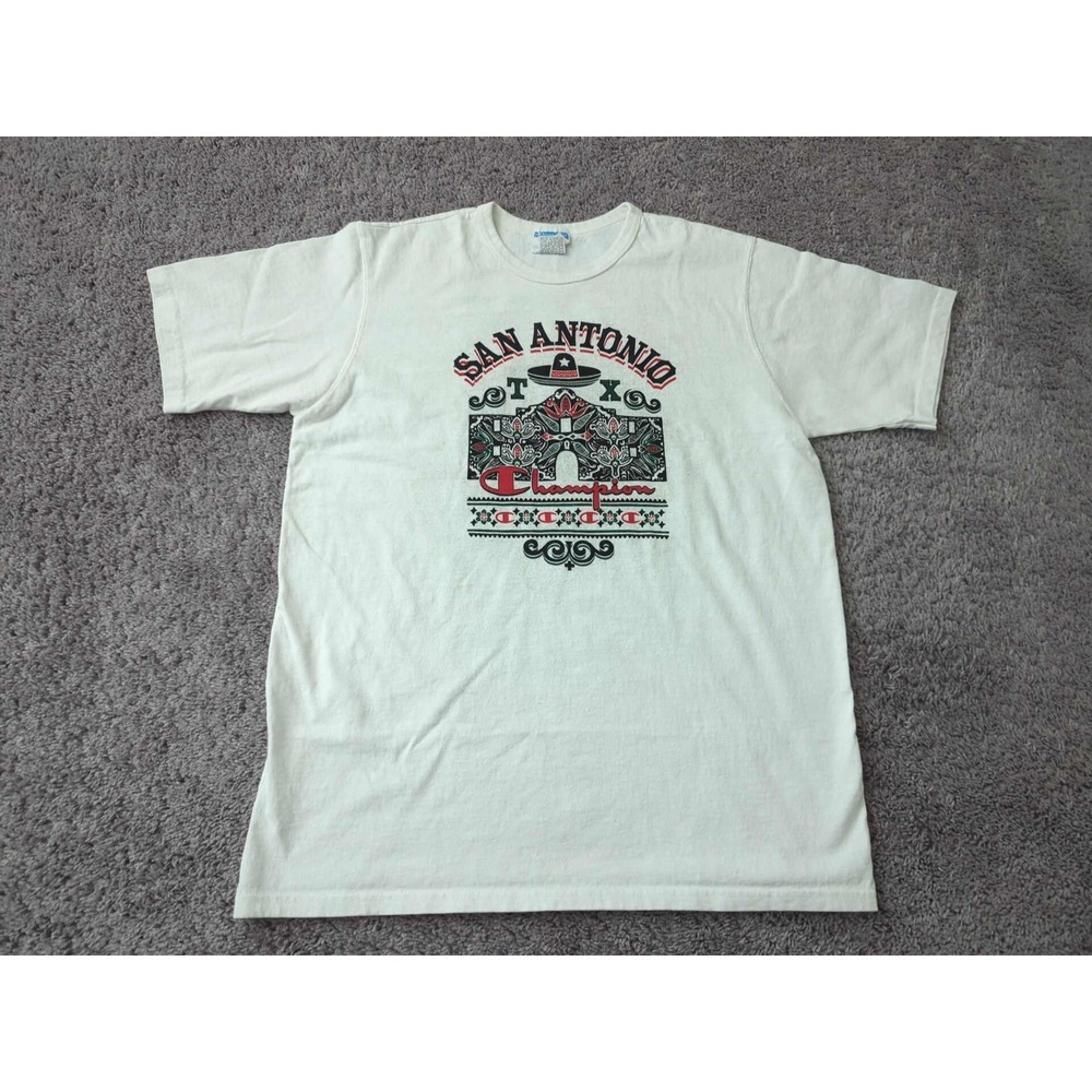 San Antonio Texas T Shirt Mens XL Sombrero Folk Art Short Sleeve Champion White